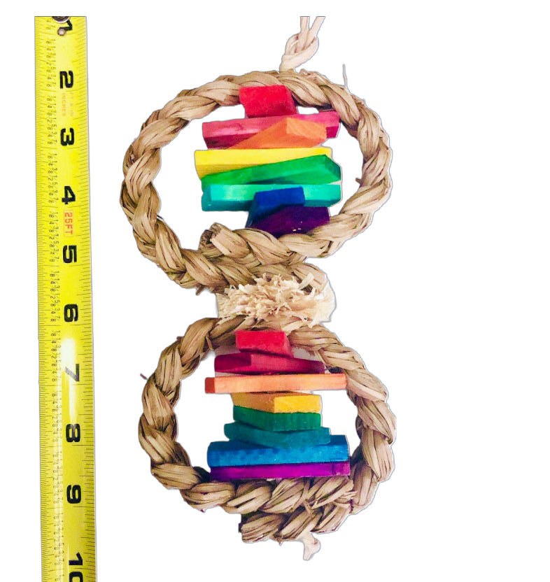 two circle bird toy with pine wood