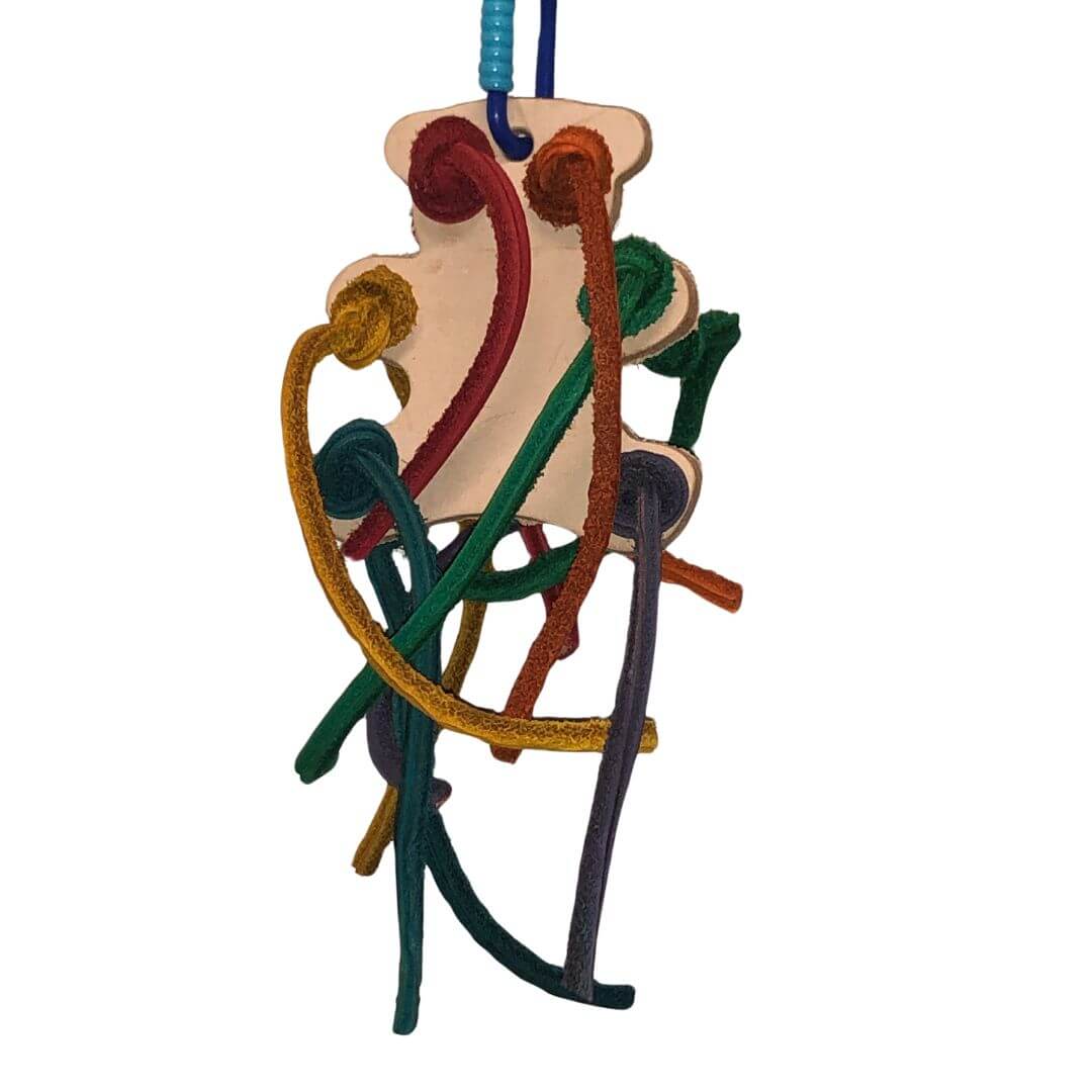 leather rainbow bear bird toy