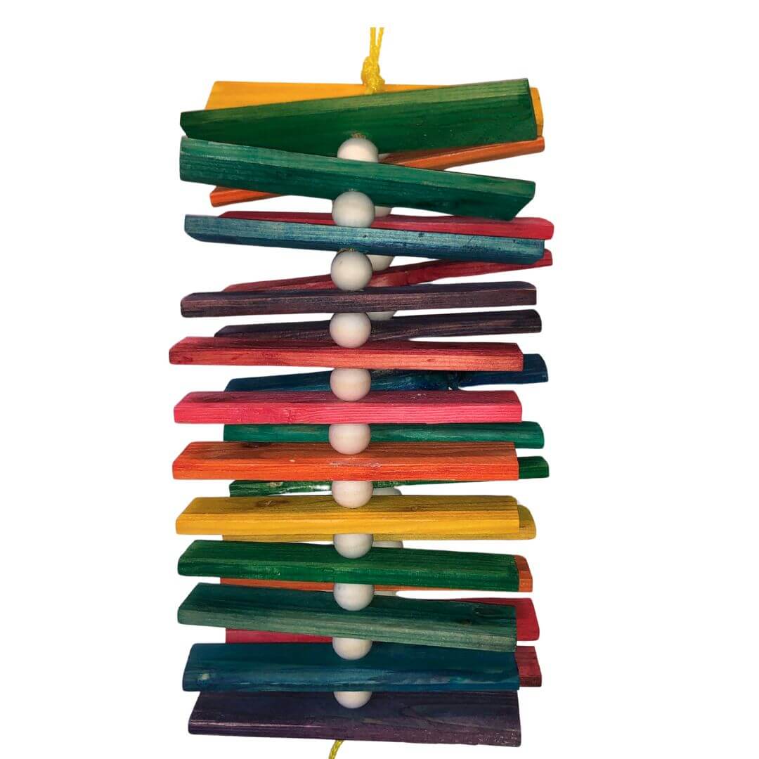 Double large bird toy with wood beads