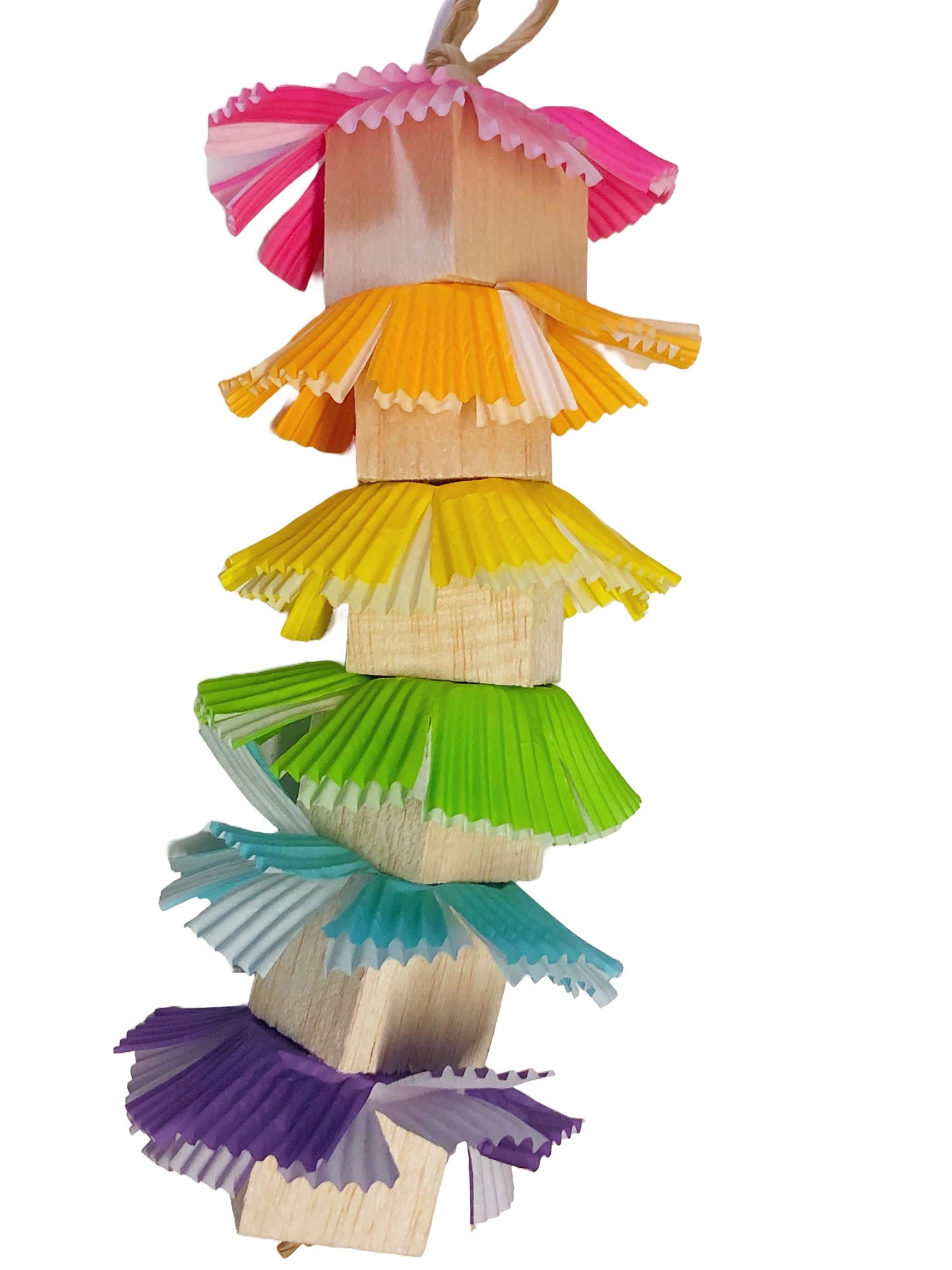 balsa blocks with paper cups bird toys