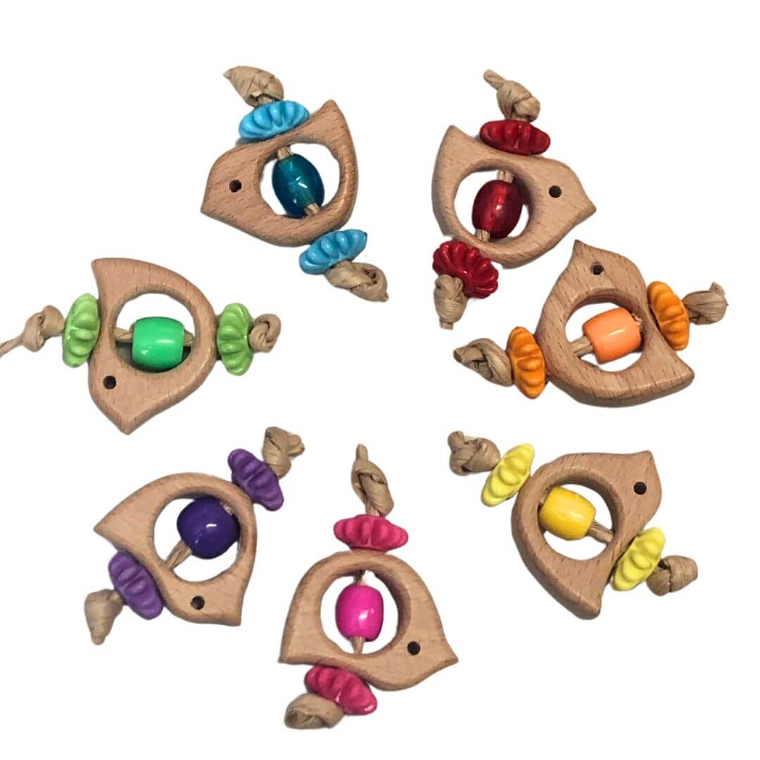 birdie made from birch wood. foot toys