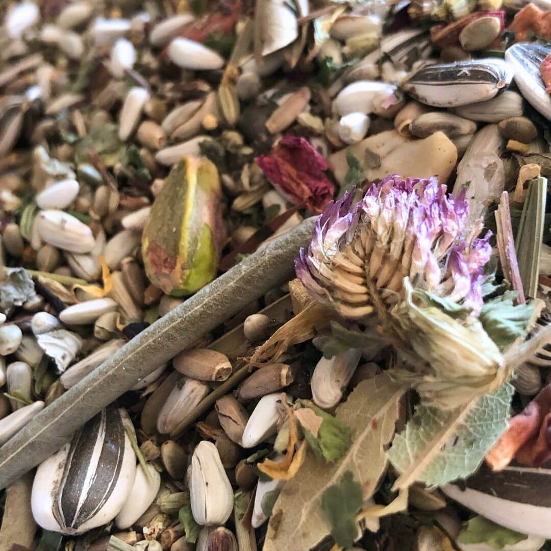 bird seed mix with herbs, nuts and seeds
