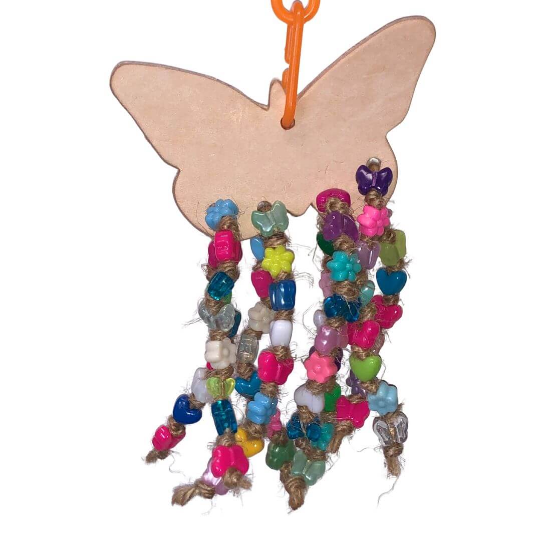 leather bird toy with beads