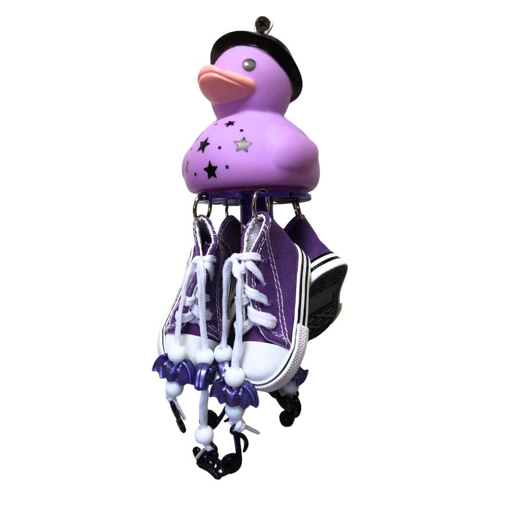 Purple duck with 4 shoes bird toy