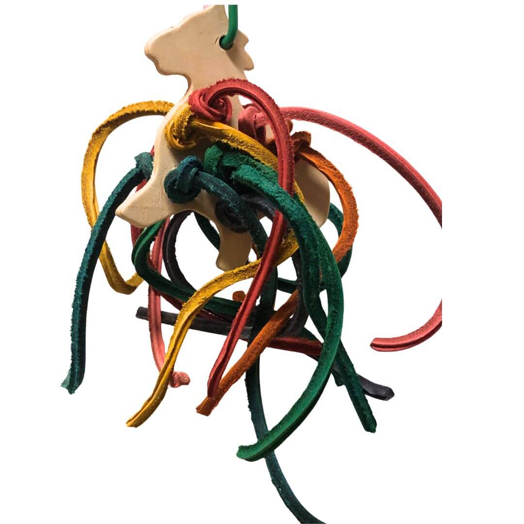 veg tan leather pony with colorful leather string