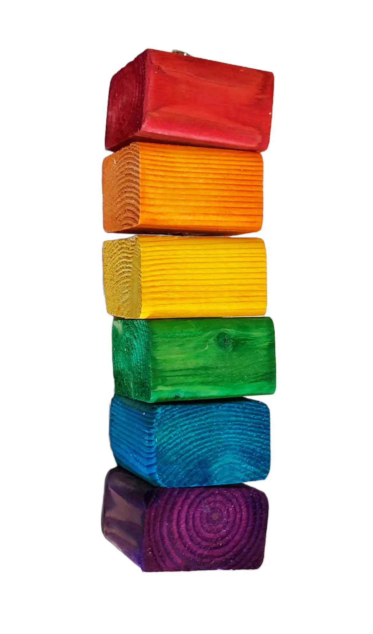 Stack of colorful wooden blocks on a white background