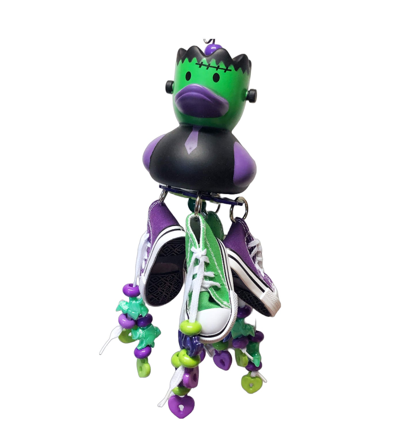 halloween rubber duck with four sneakers and charms
