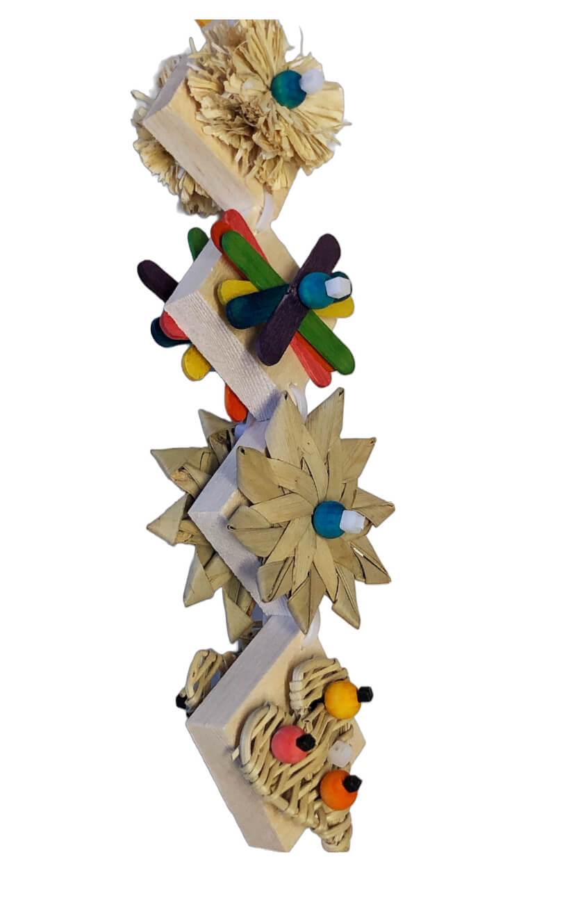 Balsa diamond blocks with natural items