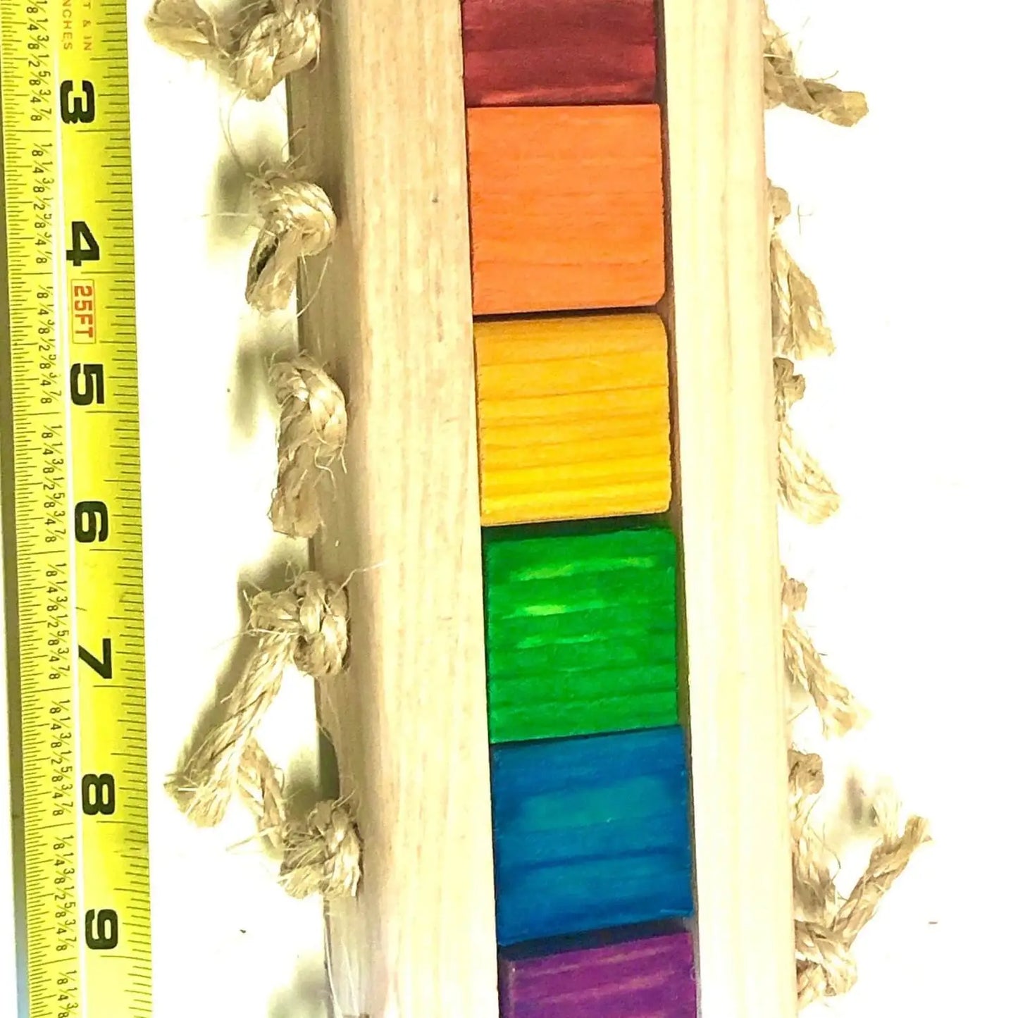 Checkerboard pinewood bird toy