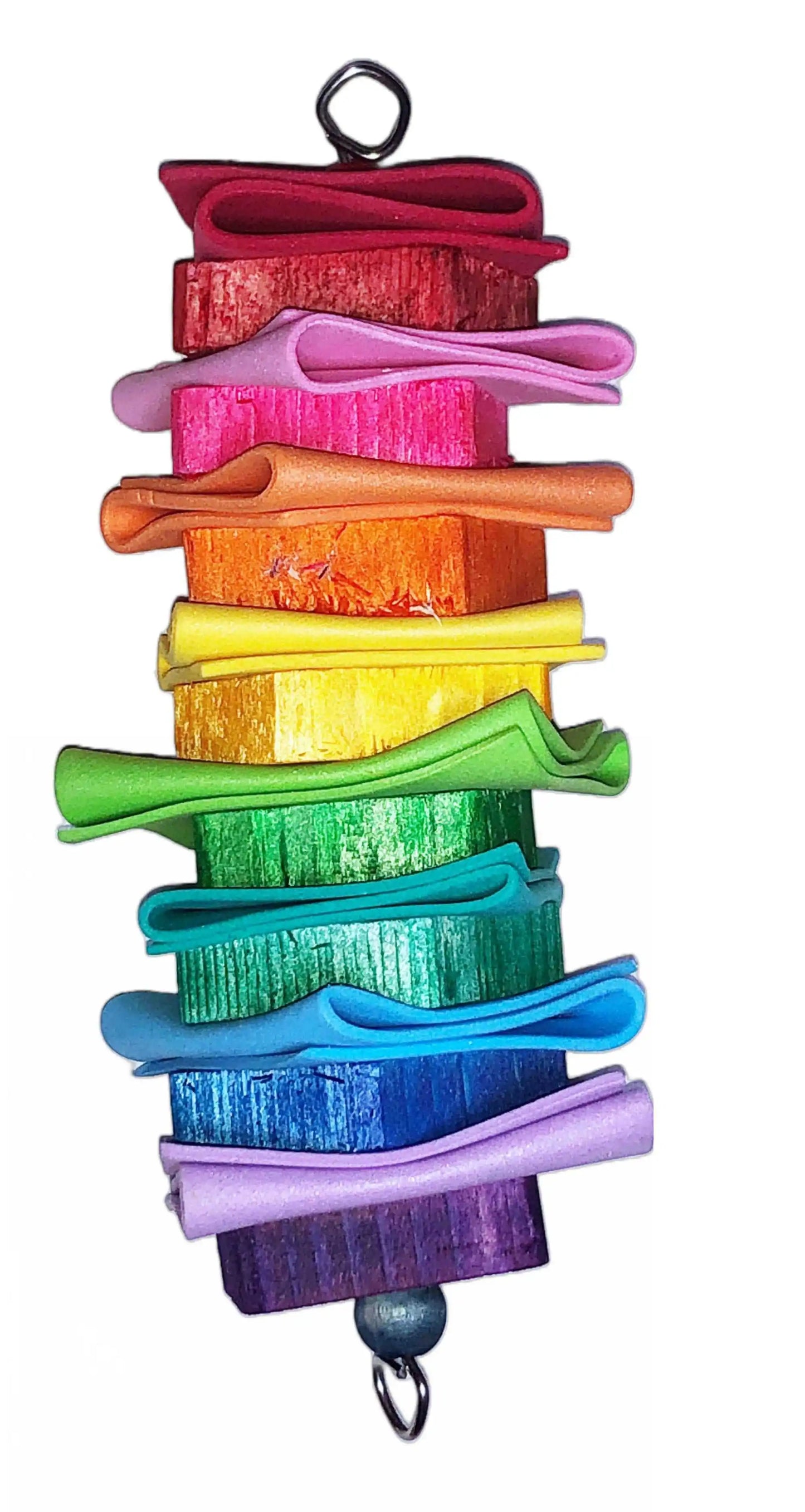 Rainbow block toy with foam parrot toy