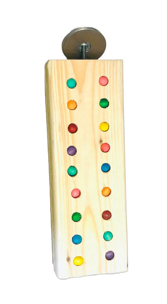 large flat bird perch with hardware and color beads