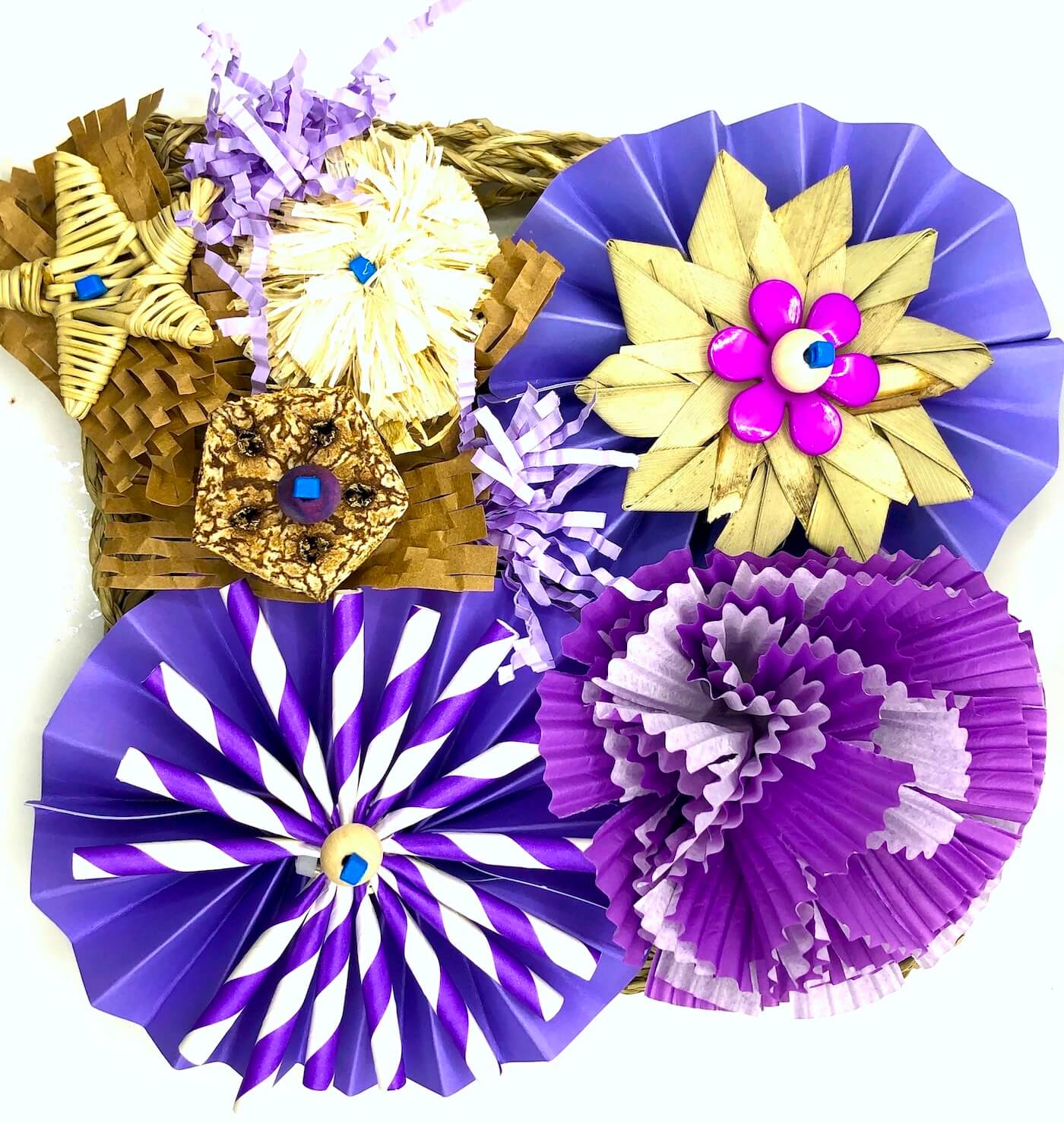 Purple small seagrass mat foraging bird toy for parrots