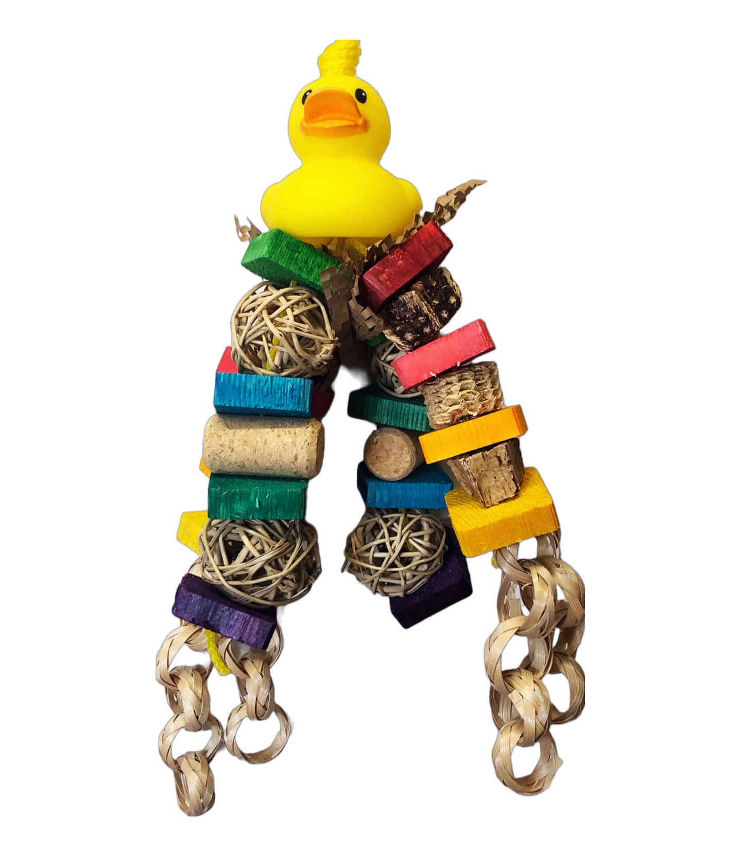 rainbow pinewood block parrot toy