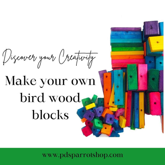 make your own bird blocks. In rainbow colors and drilled