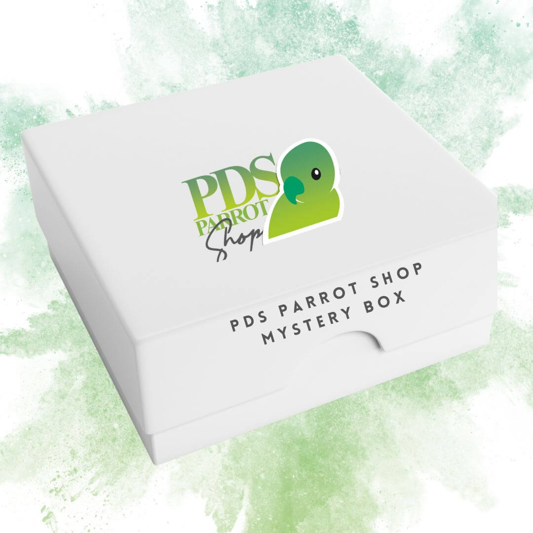 Mystery box of bird toys for parrots