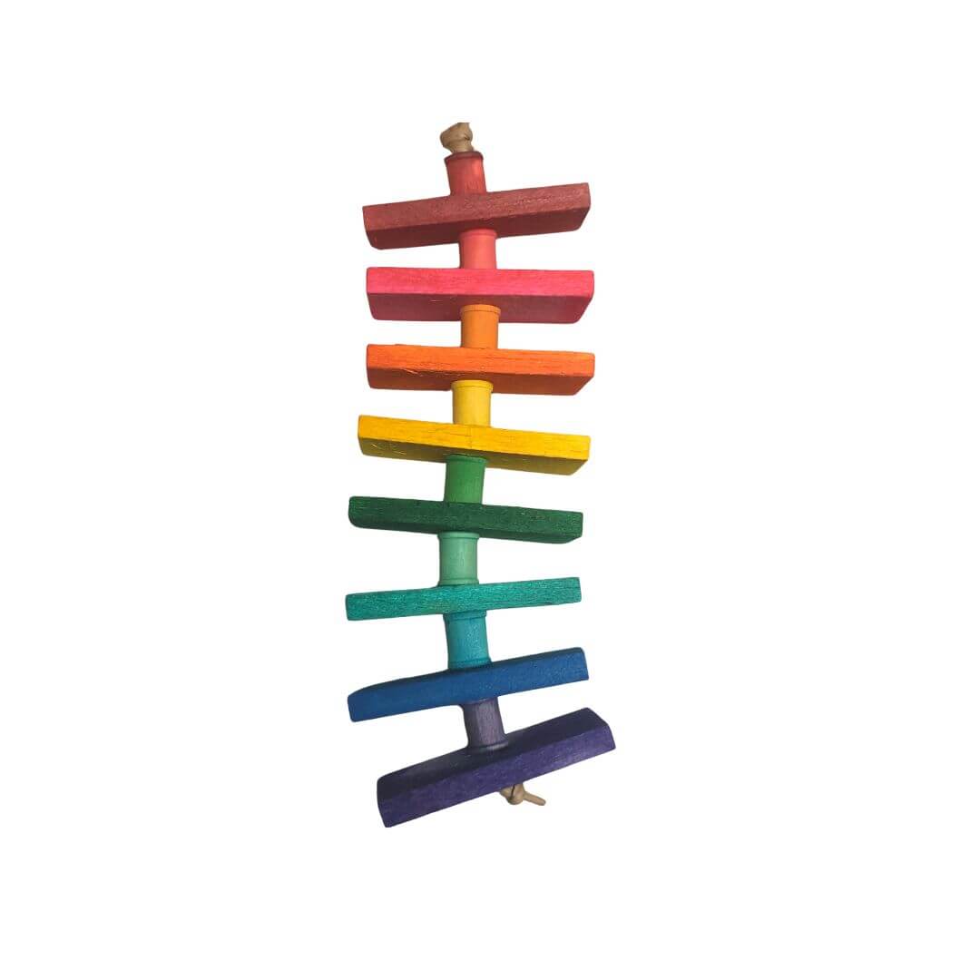 balsa slat bird toys with wood spools
