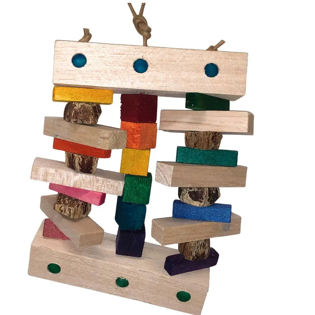 balsa bird toys with three stands bird toy
