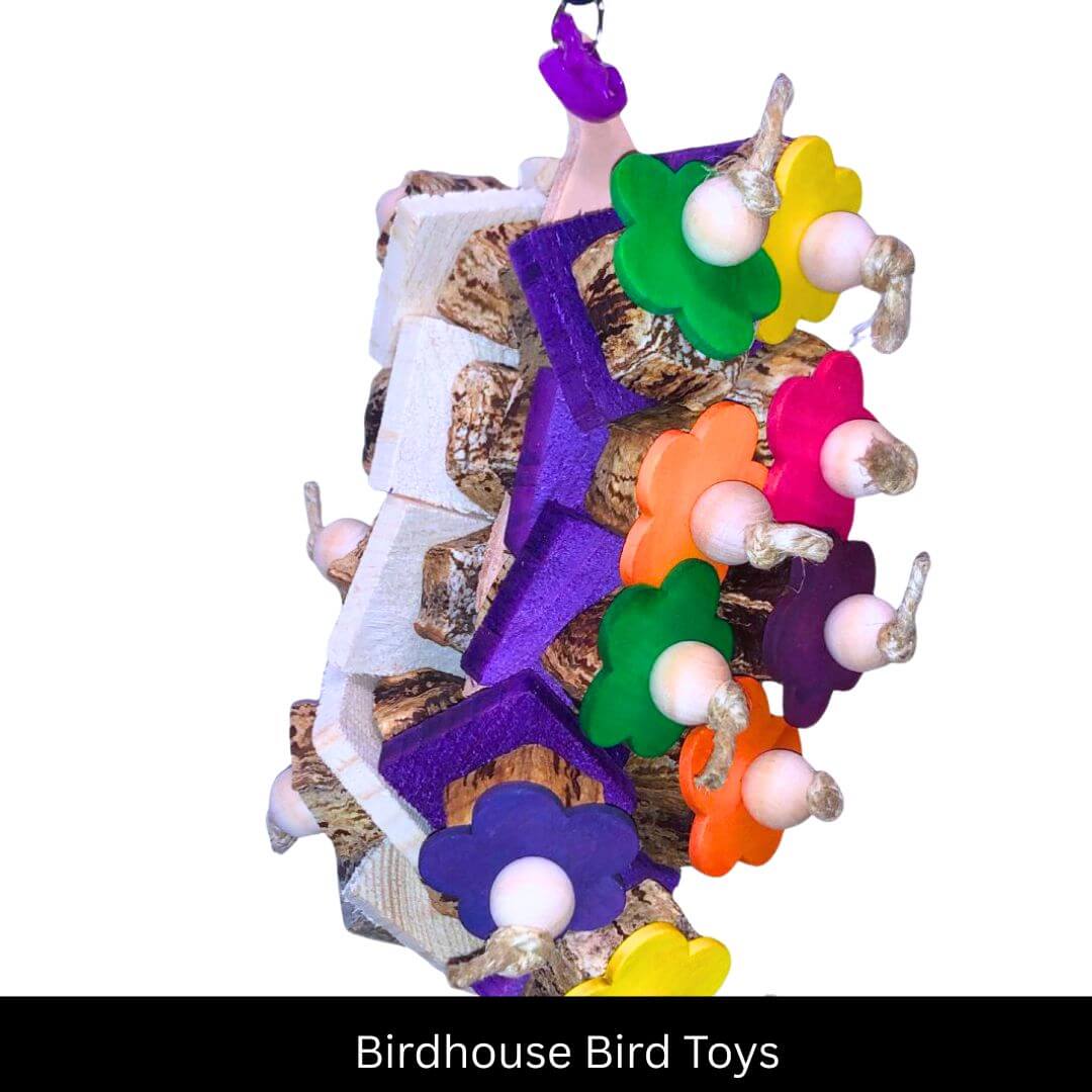 Leather, pinewood, pods bird toy