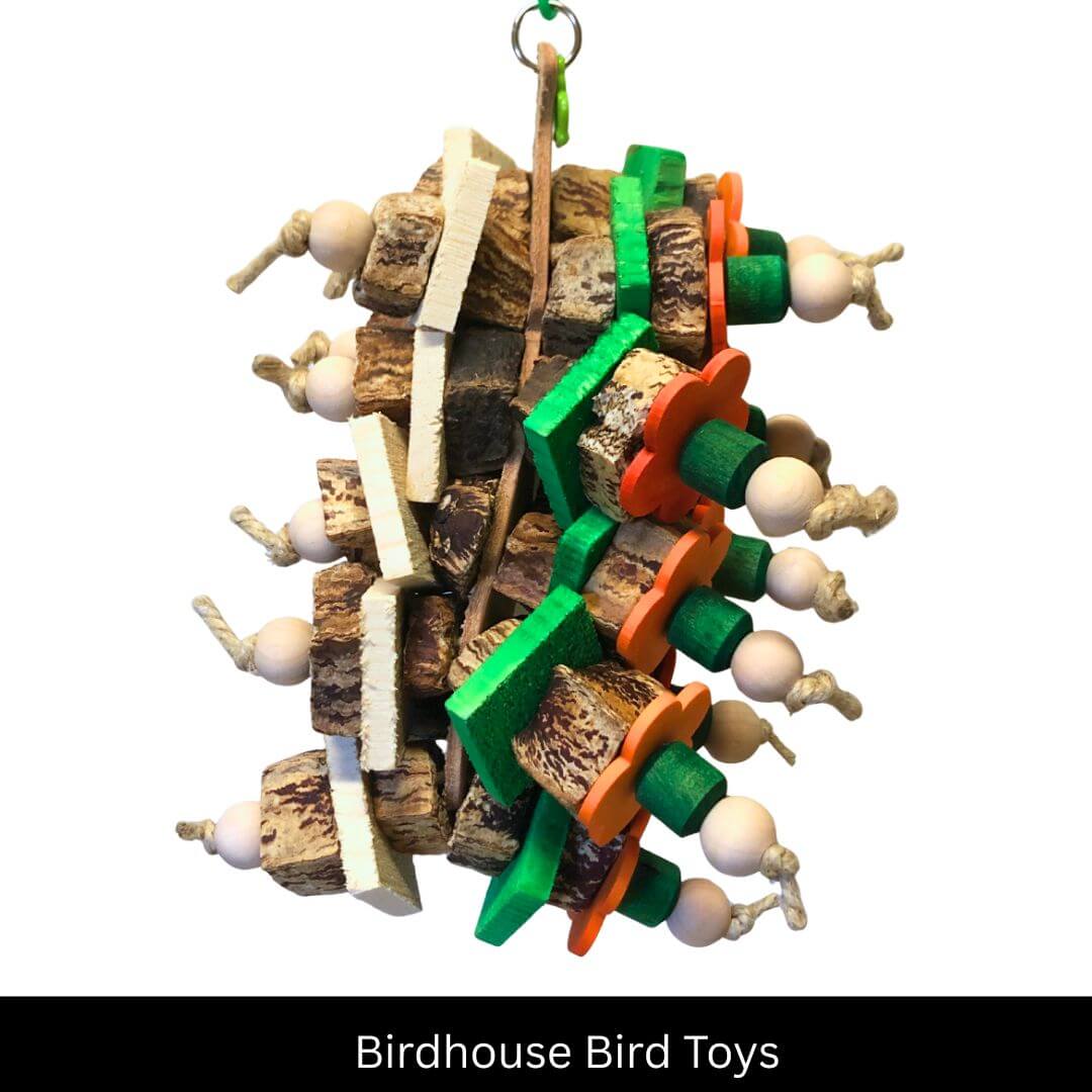 Leather, pinewood, pods bird toy