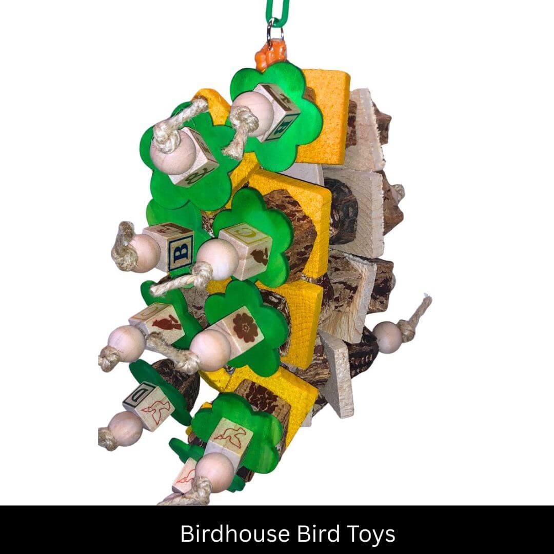 Leather, pinewood, pods bird toy