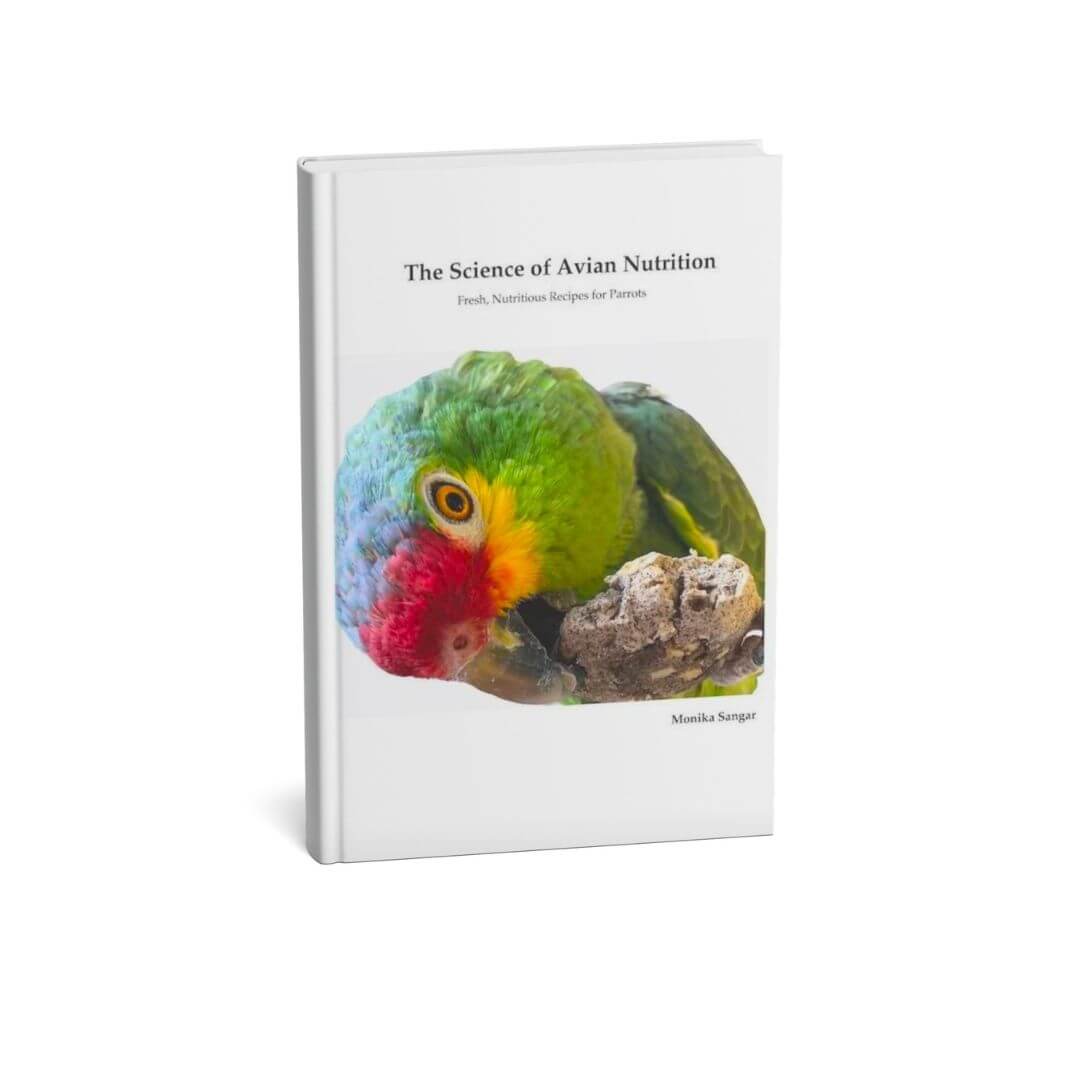 Book titled 'The Science of Avian Nutrition' with a colorful parrot on the cover against a white background