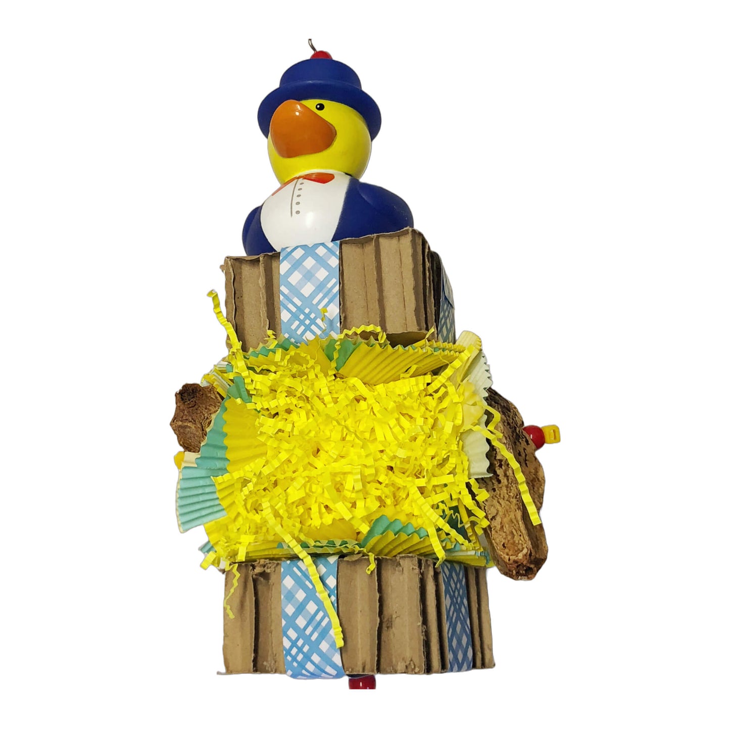 Yellow and blue bird toy 