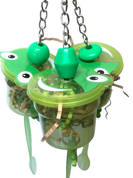 Green foraging box bird toy