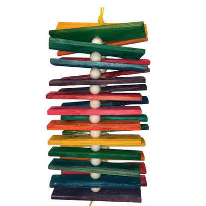 Double large bird toy with wood beads
