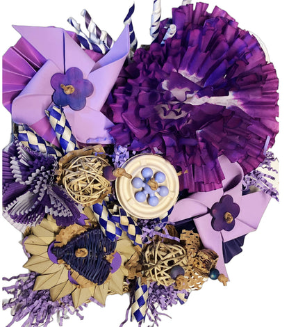 purple seagrass mat full of different textures for birds to play with 