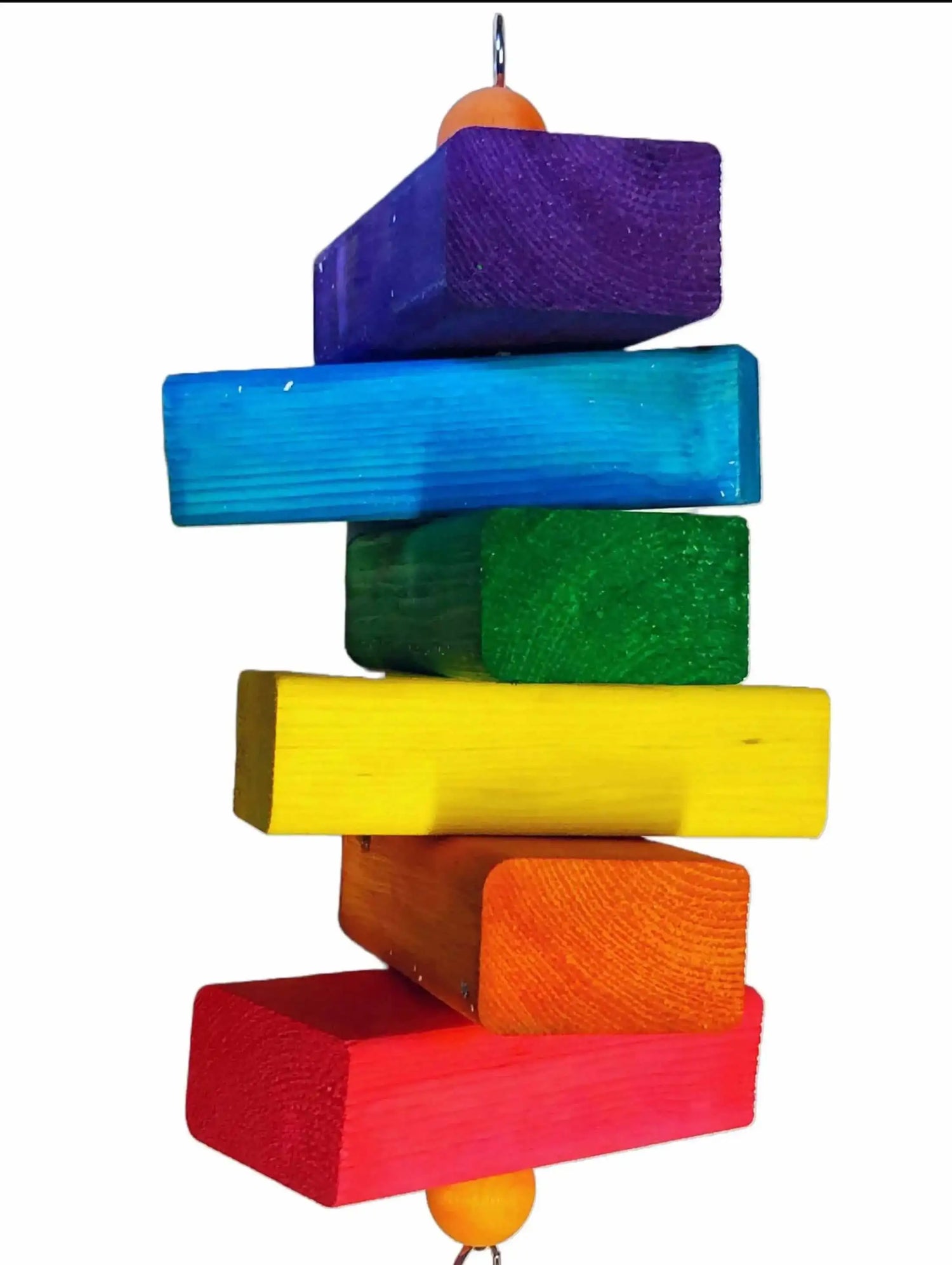 rainbow bird toys for large birds. made from pinewood
