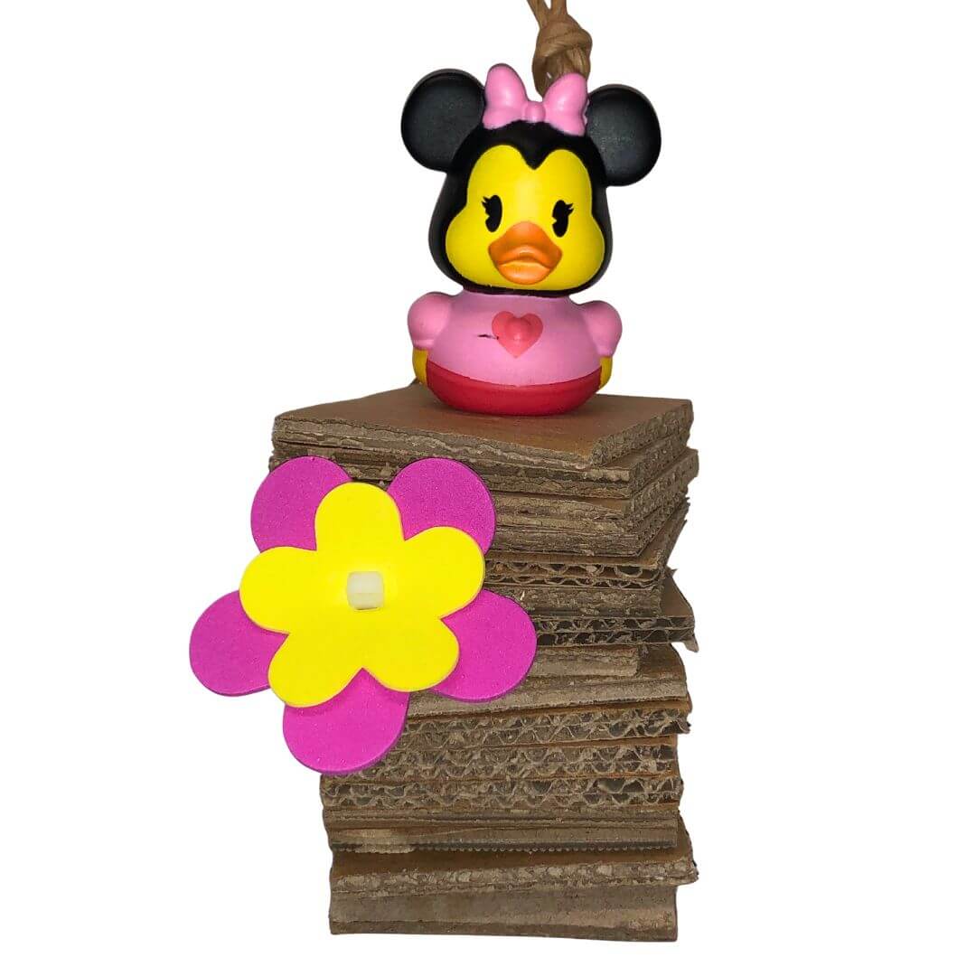 Bird toy with stacks of cardboard