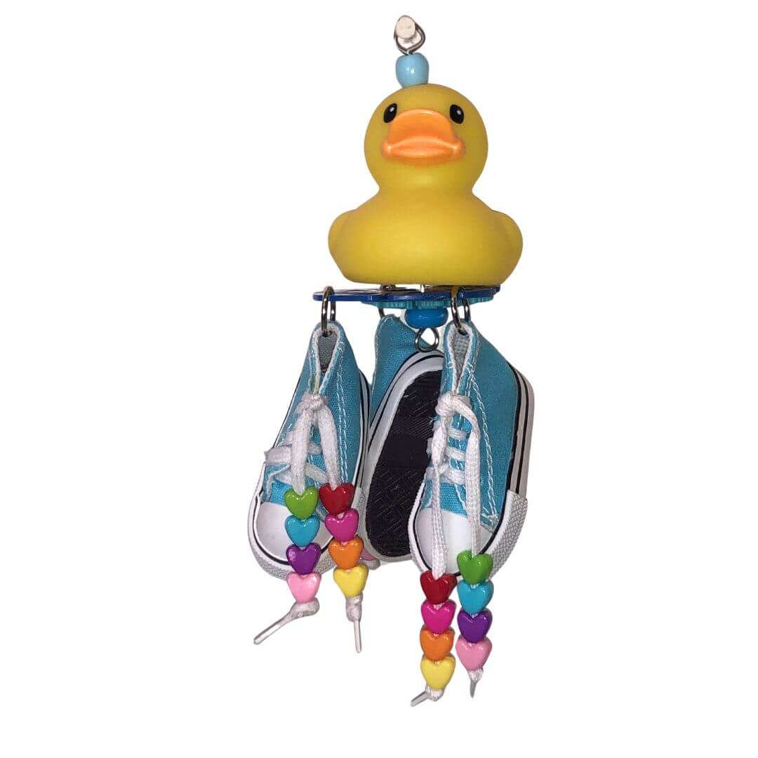 duck bird toy with rainbow beads