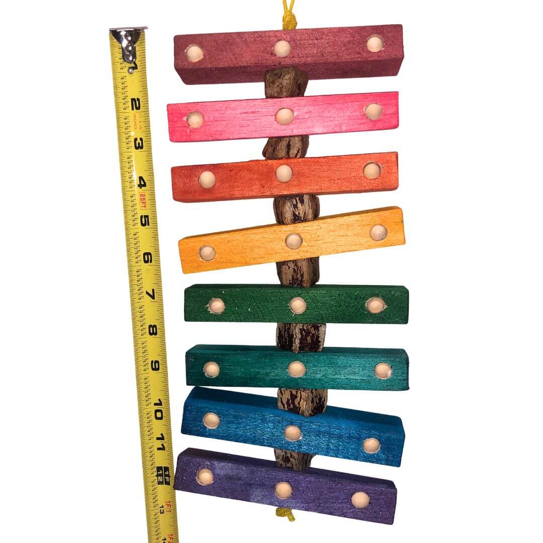 Balsa bird toy for large birds with beads embed