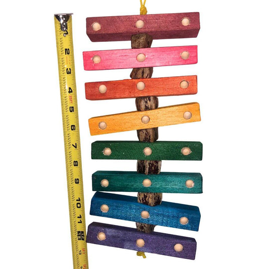 Balsa bird toy for large birds with beads embed