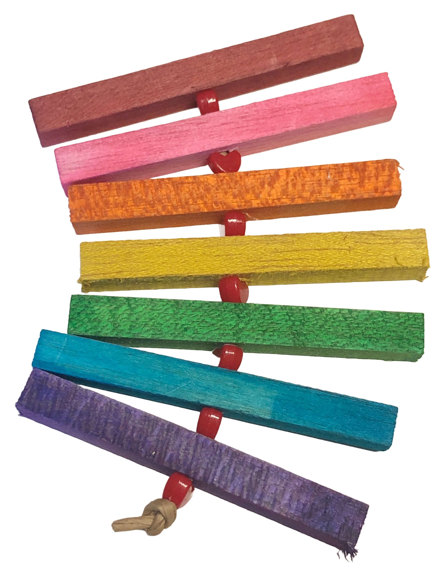 rainbow balsa sticks with heart beads