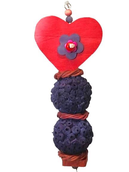 balsa heart bird toy with sola