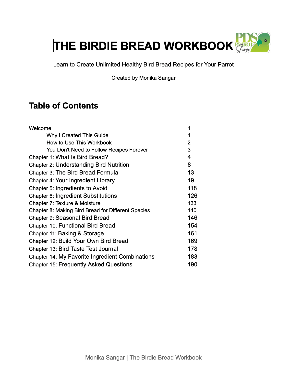The Birdie Bread Workbook ( Digital PDF)