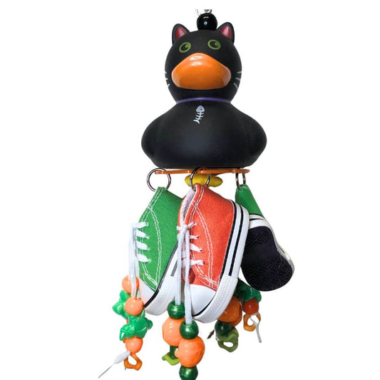 duck bird toy with shoes and beads
