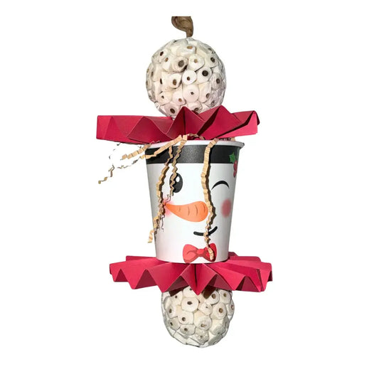christmas foraging bird toy with sola adn pinwheels