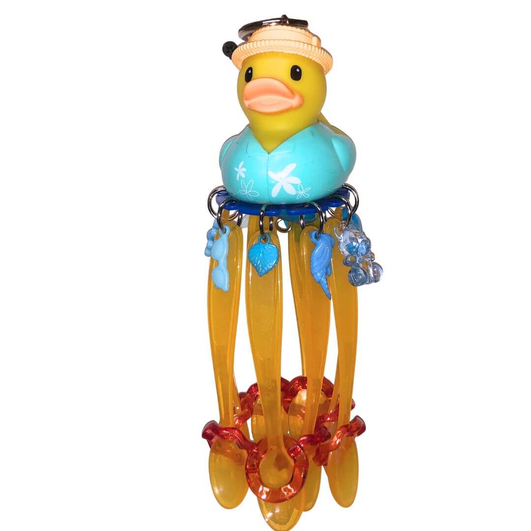 spoon bird toy with birdie bagels and charms