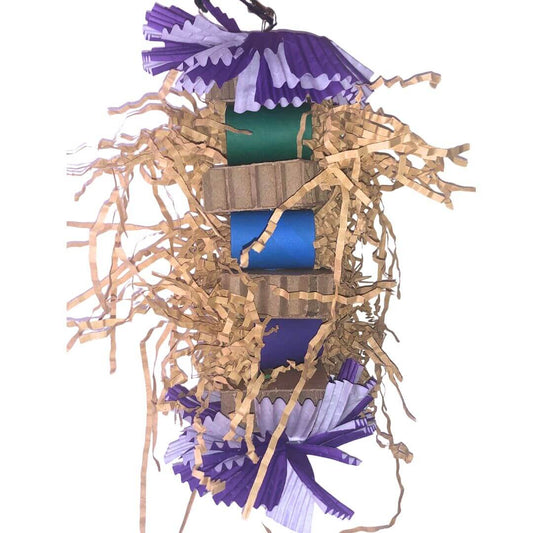 foraging bird toy with bagels 