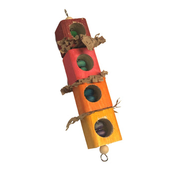 Foraging wood block parrot toy