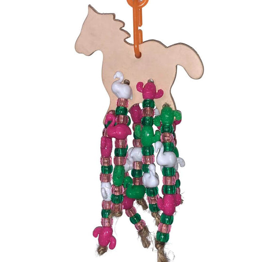 leather bird toy with beads