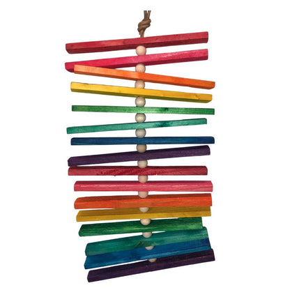 Medium pinewood bird toys with beads
