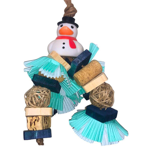 Bird toy with rubber christmas and lots of texture items. 
