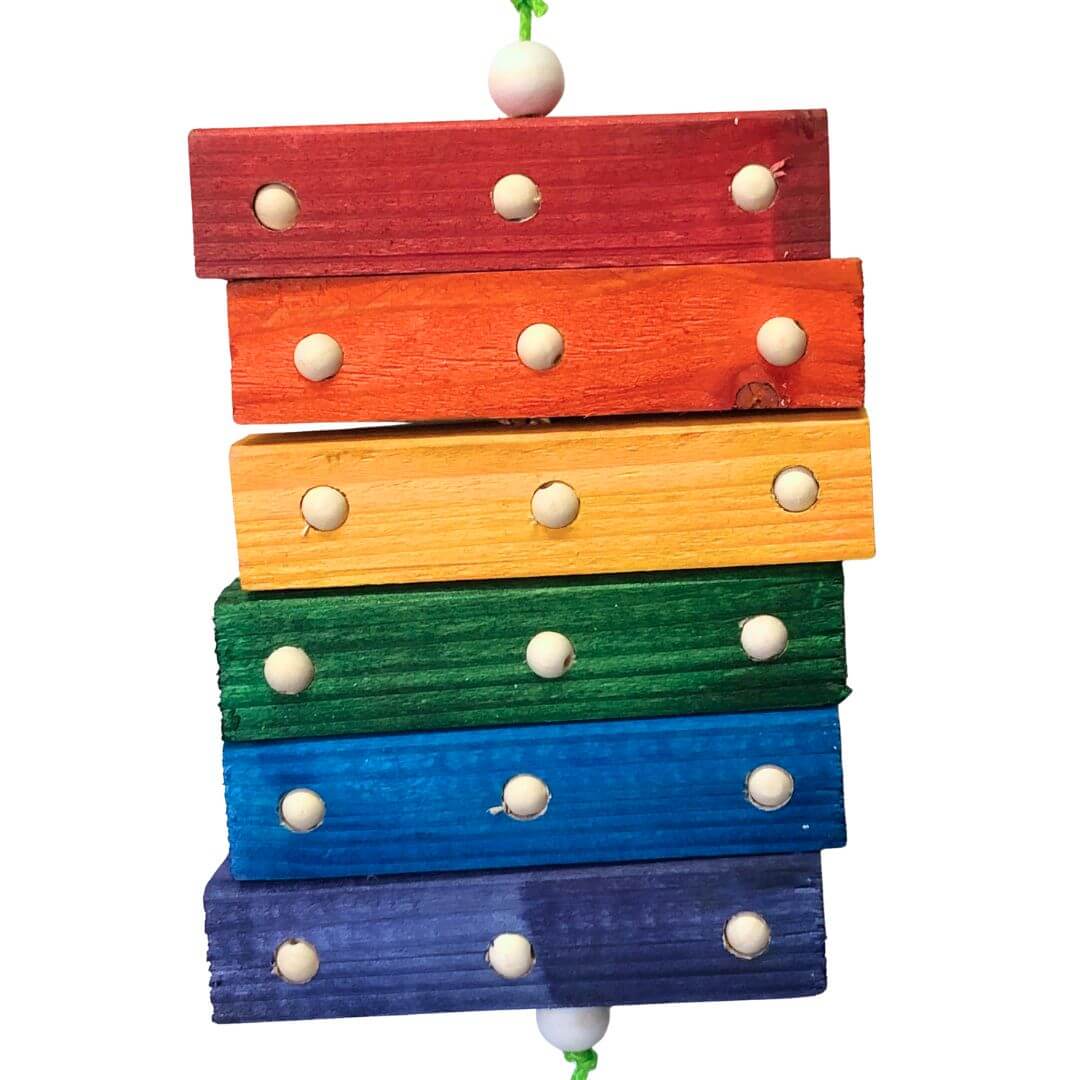 pinewood bird toy for large birds.