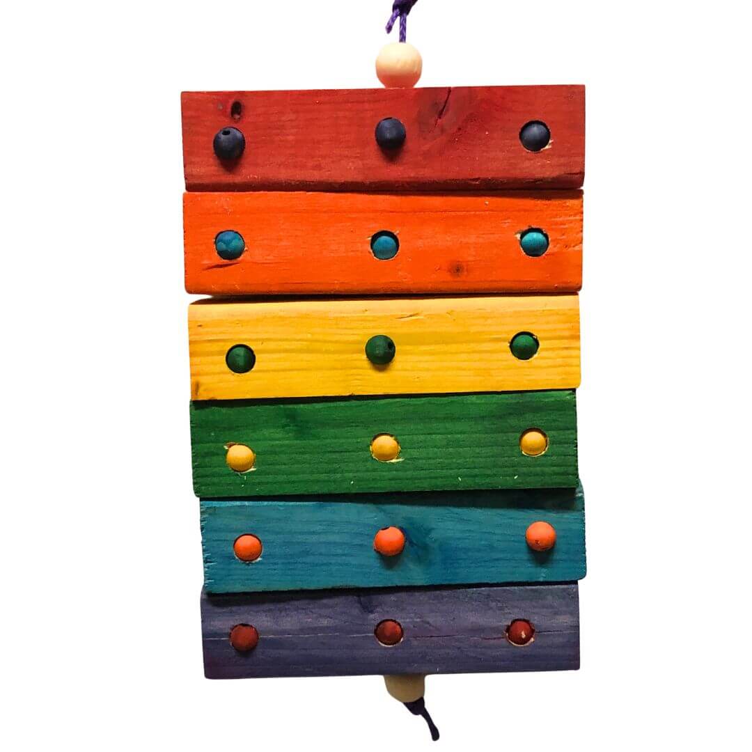 Rainbow bird toys with wood beads
