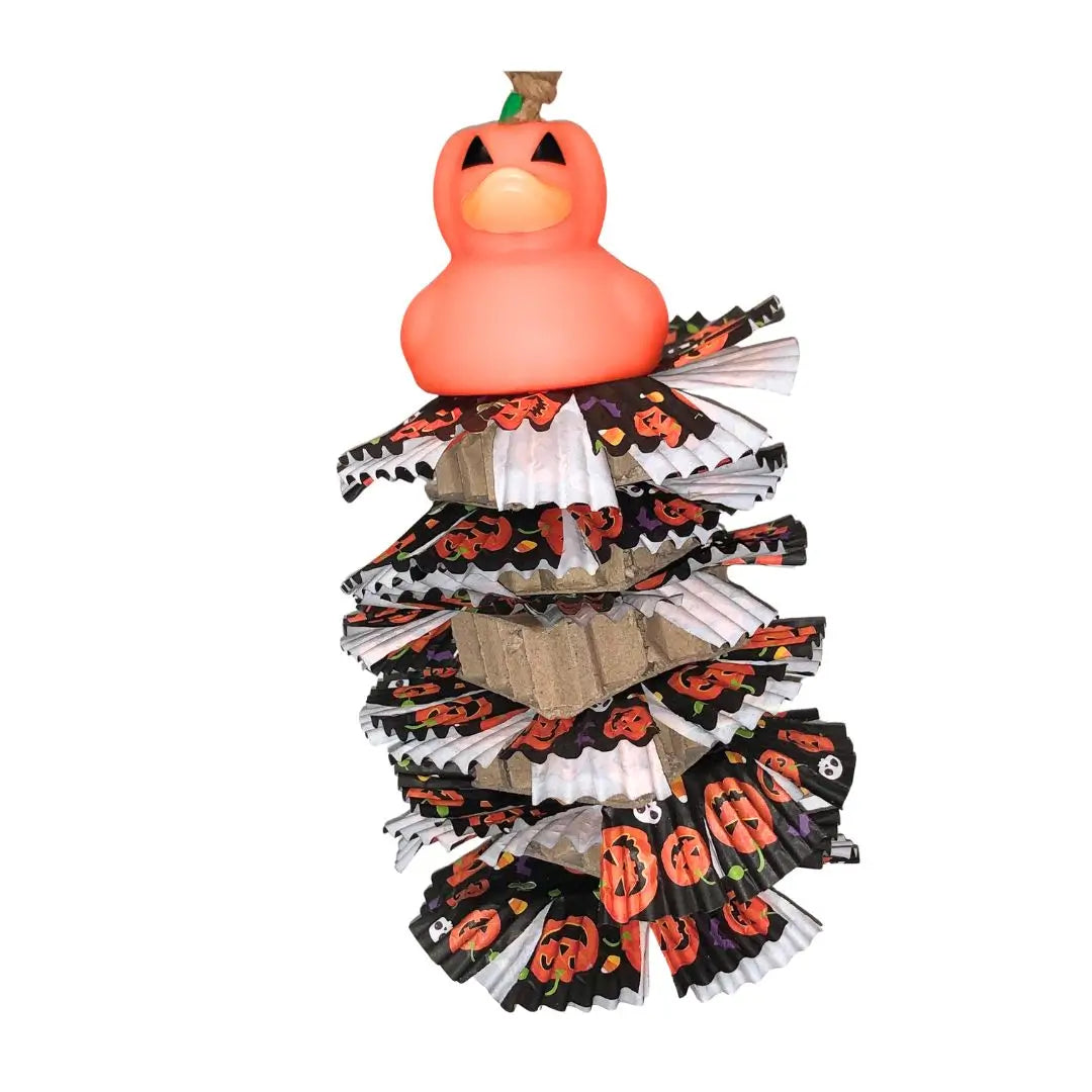 halloween bird toy with duck, paper and cardboard