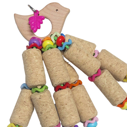 bird toy with cork and wooden bird.