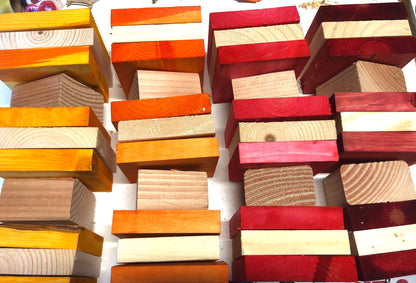 big bite bird toys made with colored of pinewood blocks 